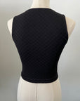 Cropped Ribbed High Neck - Subtle Black Checker