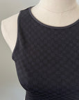 Cropped Ribbed High Neck - Subtle Black Checker