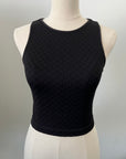 Cropped Ribbed High Neck - Subtle Black Checker