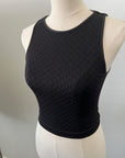 Cropped Ribbed High Neck - Subtle Black Checker