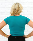 Cropped Ribbed Baby Tee - Teal