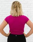 Cropped Ribbed Baby Tee - Raspberry