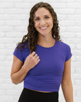 Cropped Ribbed Baby Tee - Indigo