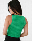 Cropped Ribbed High Neck - Green Checker