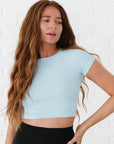 Cropped Ribbed Baby Tee - Breezy Blue
