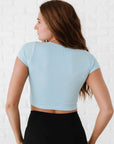 Cropped Ribbed Baby Tee - Breezy Blue