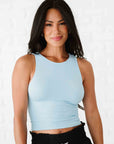 Cropped Ribbed High Neck - Breezy Blue