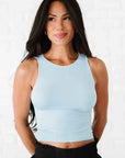 Cropped Ribbed High Neck - Breezy Blue