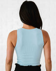 Cropped Ribbed High Neck - Breezy Blue