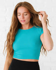 Cropped Ribbed Baby Tee - Bluebird