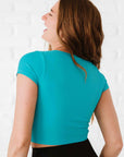 Cropped Ribbed Baby Tee - Bluebird
