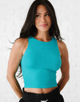 Cropped Ribbed High Neck - Bluebird