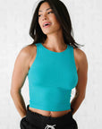 Cropped Ribbed High Neck - Bluebird
