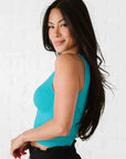 Cropped Ribbed High Neck - Bluebird