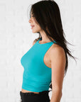 Cropped Ribbed High Neck - Bluebird