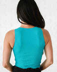 Cropped Ribbed High Neck - Bluebird
