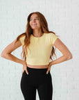 Cropped Ribbed Baby Tee - Pale Lemon