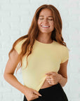 Cropped Ribbed Baby Tee - Pale Lemon