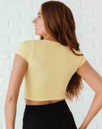 Cropped Ribbed Baby Tee - Pale Lemon