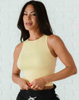 Cropped Ribbed High Neck - Pale Lemon