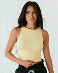Cropped Ribbed High Neck - Pale Lemon