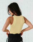 Cropped Ribbed High Neck - Pale Lemon