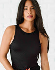 Cropped Ribbed High Neck - Subtle Black Checker