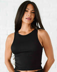 Cropped Ribbed High Neck - Subtle Black Checker