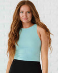 Cropped Ribbed High Neck - Island Aqua