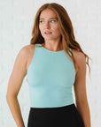 Cropped Ribbed High Neck - Island Aqua