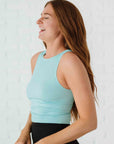 Cropped Ribbed High Neck - Island Aqua