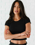 Cropped Ribbed Baby Tee - Black