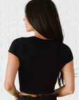 Cropped Ribbed Baby Tee - Black