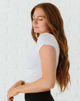 Cropped Ribbed Baby Tee - White