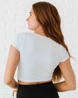 Cropped Ribbed Baby Tee - White