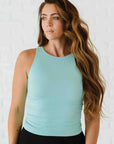 Long Ribbed High Neck - Island Aqua
