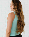 Long Ribbed High Neck - Island Aqua
