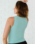 Long Ribbed High Neck - Island Aqua