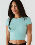 Cropped Ribbed Baby Tee - Island Aqua