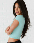 Cropped Ribbed Baby Tee - Island Aqua