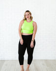 Cropped Ribbed High Neck - Neon Green