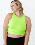 Cropped Ribbed High Neck - Neon Green