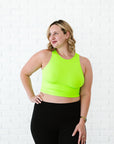 Cropped Ribbed High Neck - Neon Green