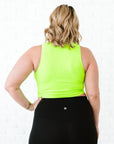 Cropped Ribbed High Neck - Neon Green