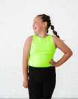 Cropped Ribbed High Neck - Neon Green