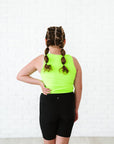 Cropped Ribbed High Neck - Neon Green