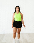 Cropped Ribbed High Neck - Neon Green