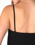 Ribbed V-Neck Spaghetti Strap Crop - Black & White