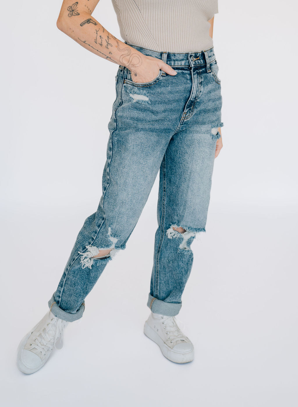 High Rise Distressed Mom Jean – Comfort Cove Clothing