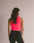 Cropped Ribbed High Neck - Neon Coral